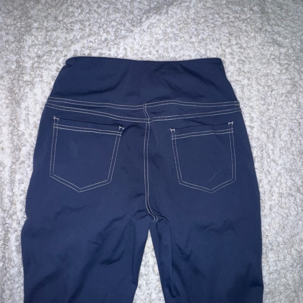 Stretchy Navy leggings boot cut with REAL pockets